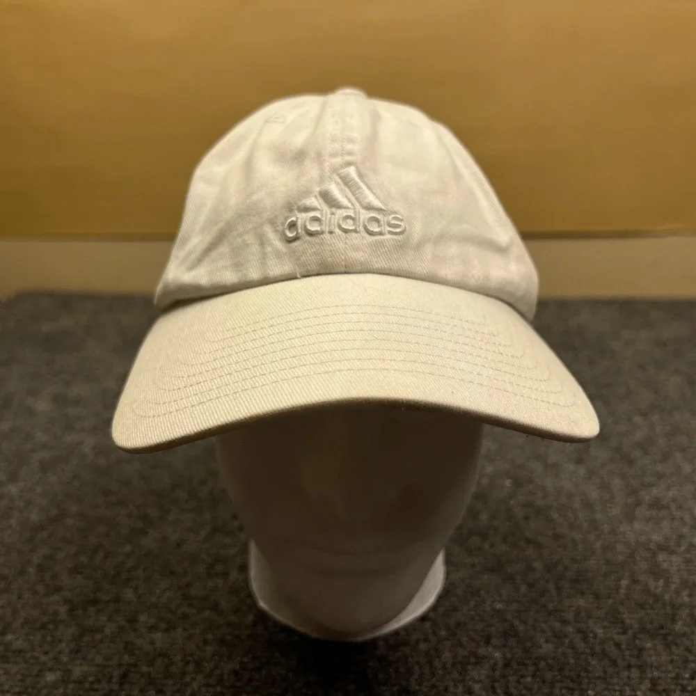 Adidas White Trefoil Logo Cap Youth Adjustable White Aeroready Athletic Hat